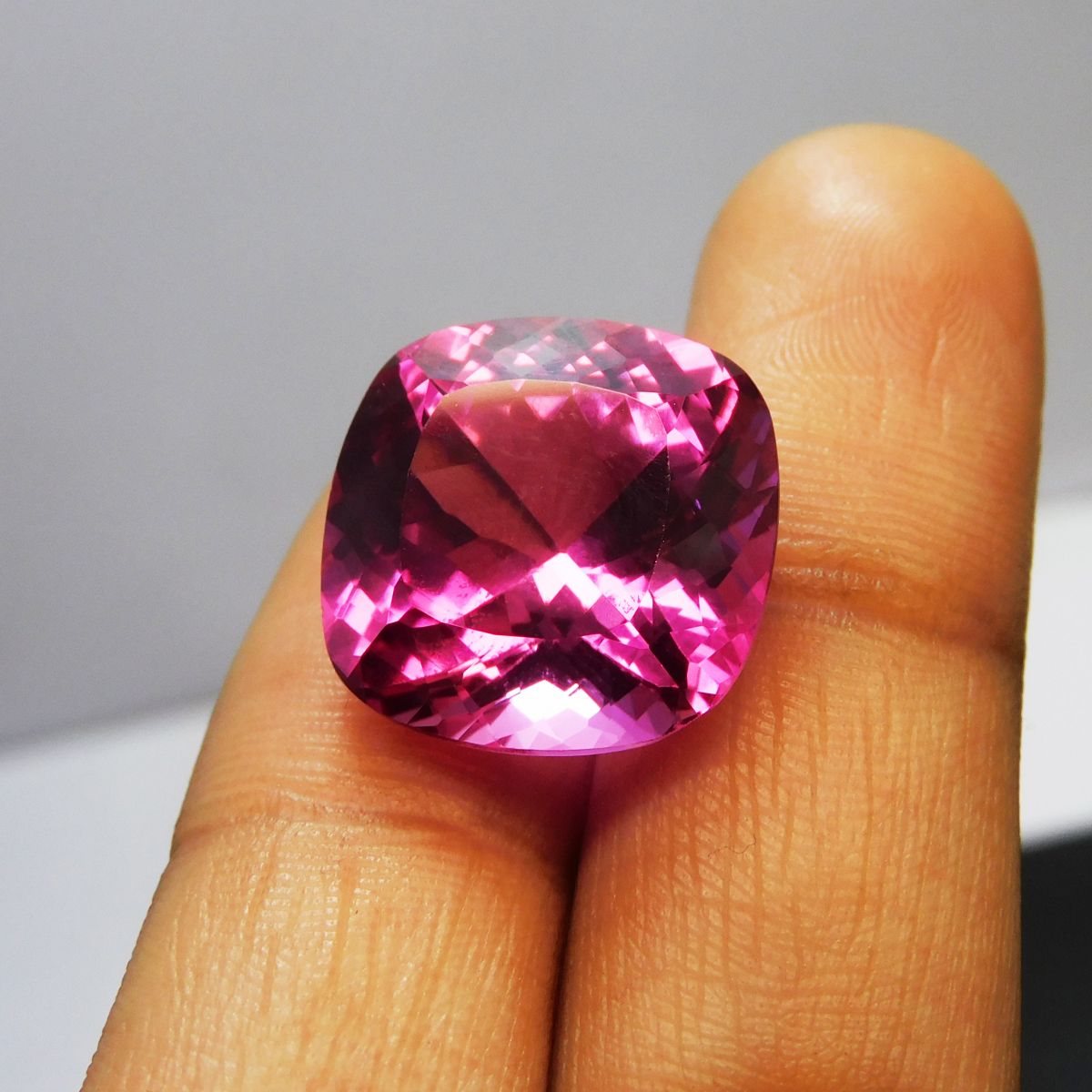 23.15 Ct CERTIFIED Natural Pink Tourmaline Square Cushion Cut Loose Gemstone