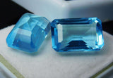 Certified Ocean Blue Aquamarine Gemstones placed on white box