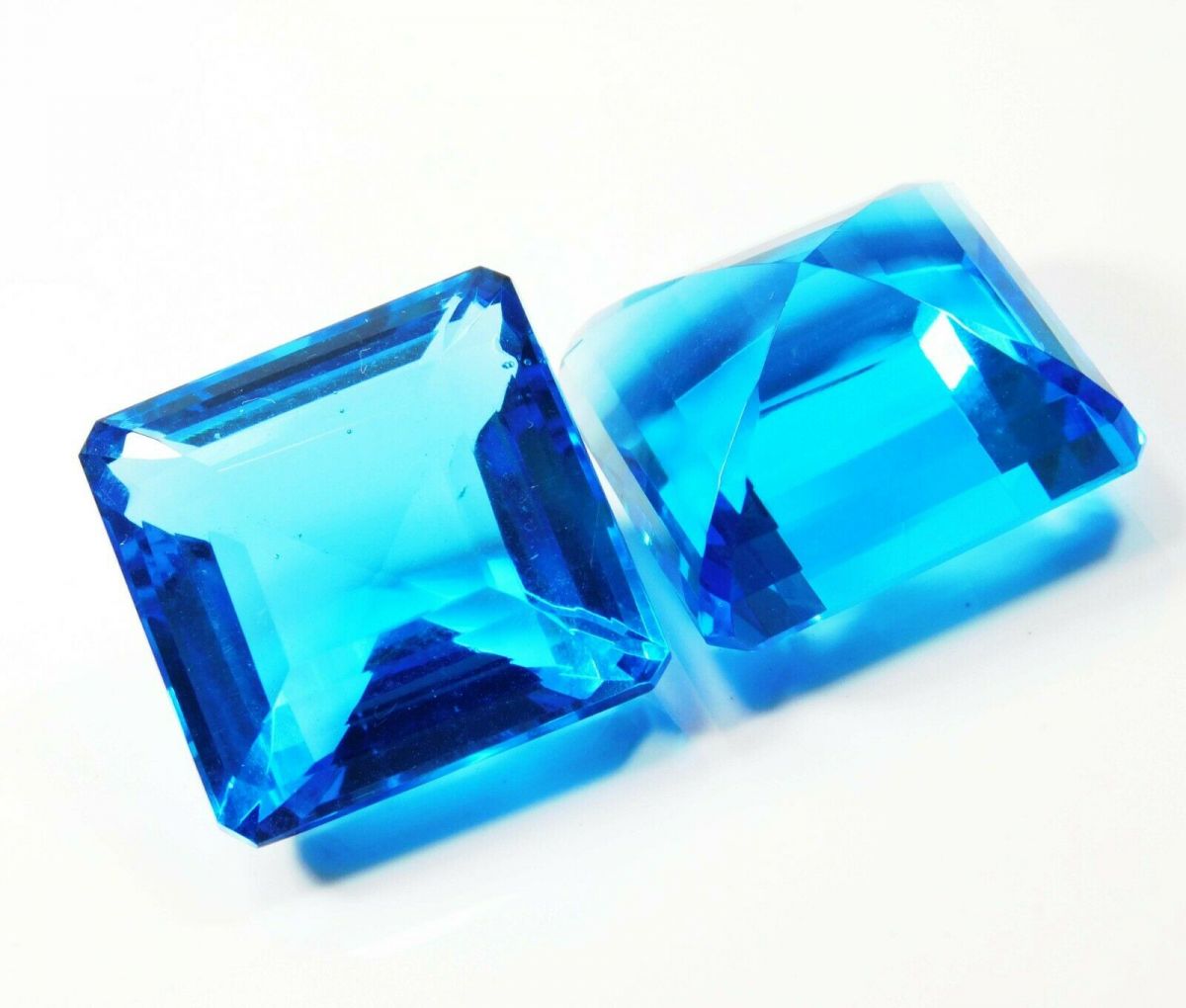 132 Ct AA++ Ocean Blue Square Cut Aquamarine CERTIFIED Loose Gemstone Pair