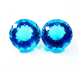 AAA++ Round Aquamarine Loose Gemstones 106 Ct Displayed on White Surface