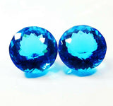 Eye Clean Blue Aquamarine Gemstones Natural Round Cut 106 Carat Pair