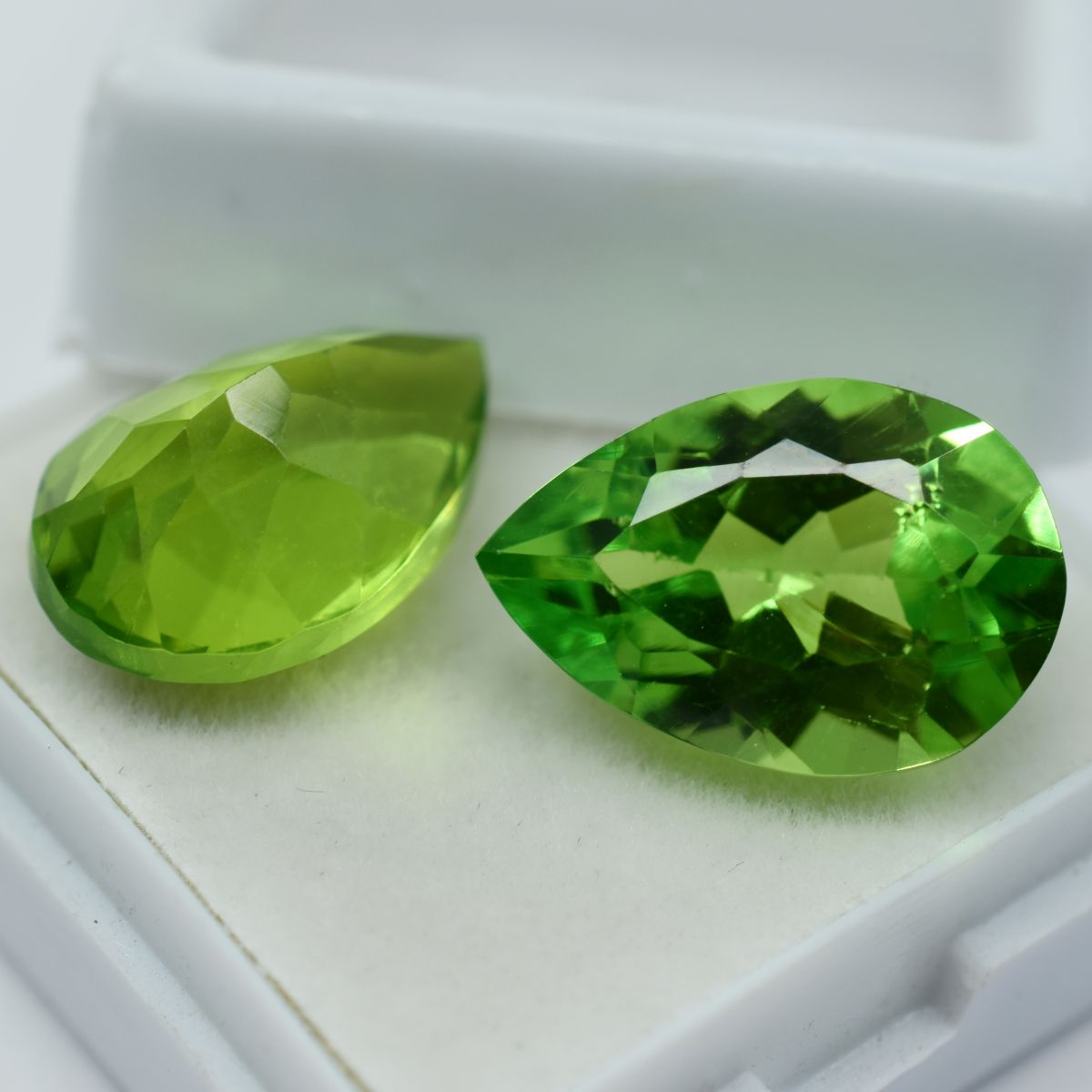 CERTIFIED Green Peridot Pear Cut 16.10 Carat Natural Rare Loose Gemstone Pair