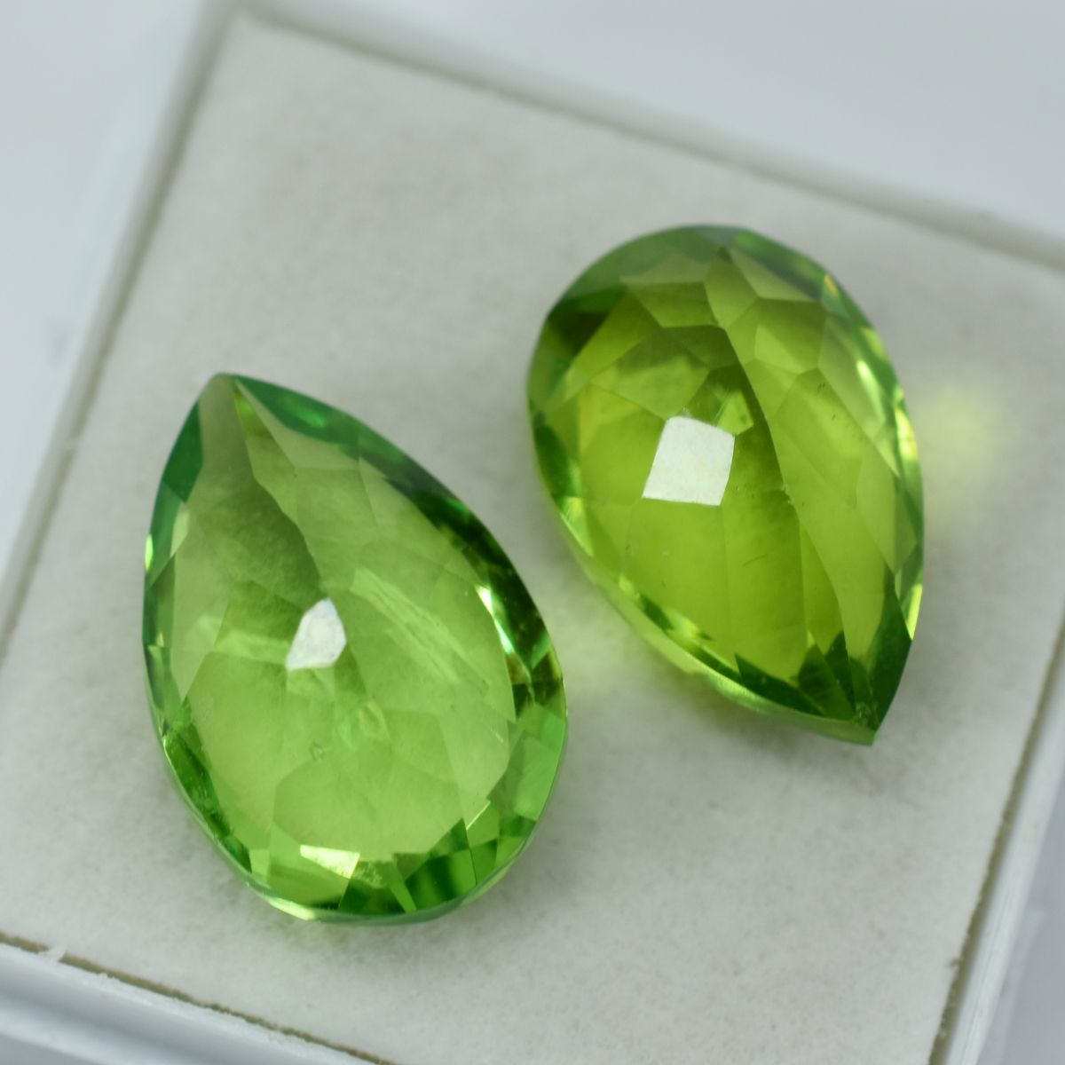 CERTIFIED Green Peridot Pear Cut 16.10 Carat Natural Rare Loose Gemstone Pair