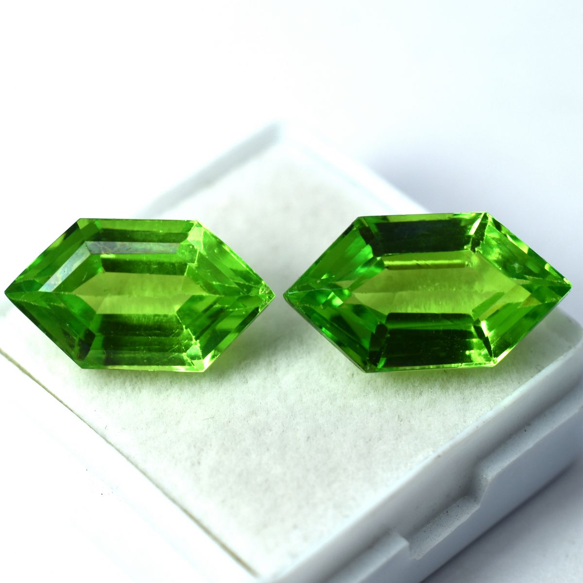 16 Ct CERTIFIED Pair Rare Natural Peridot Fancy Cut Green Loose Gemstone