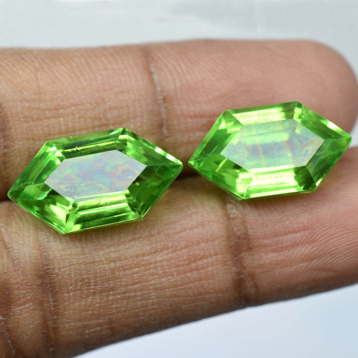 16 Ct CERTIFIED Pair Rare Natural Peridot Fancy Cut Green Loose Gemstone