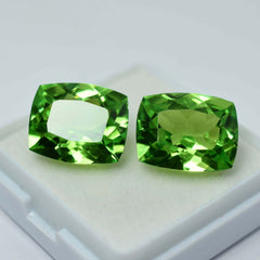 NATURAL Peridot CUSHION CUT 15.60 Ct Loose Gemstone Best Quality CERTIFIED Pair