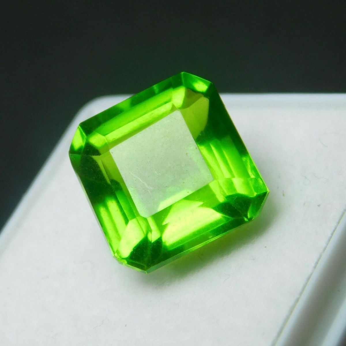 6.50 Ct NATURAL AAA Quality Green PERIDOT Square Cut CERTIFIED Loose Gemstone