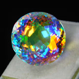 Mystic Quartz Pendant Size 62 Ct A++ Rainbow Round Cut CERTIFIED Gemstone