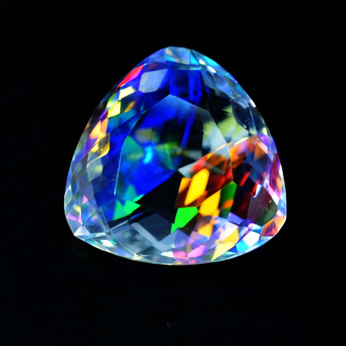 24.80 Ct Rainbow CERTIFIED Mystic Lab Created Topaz Trillion Cut Loose Gemstone