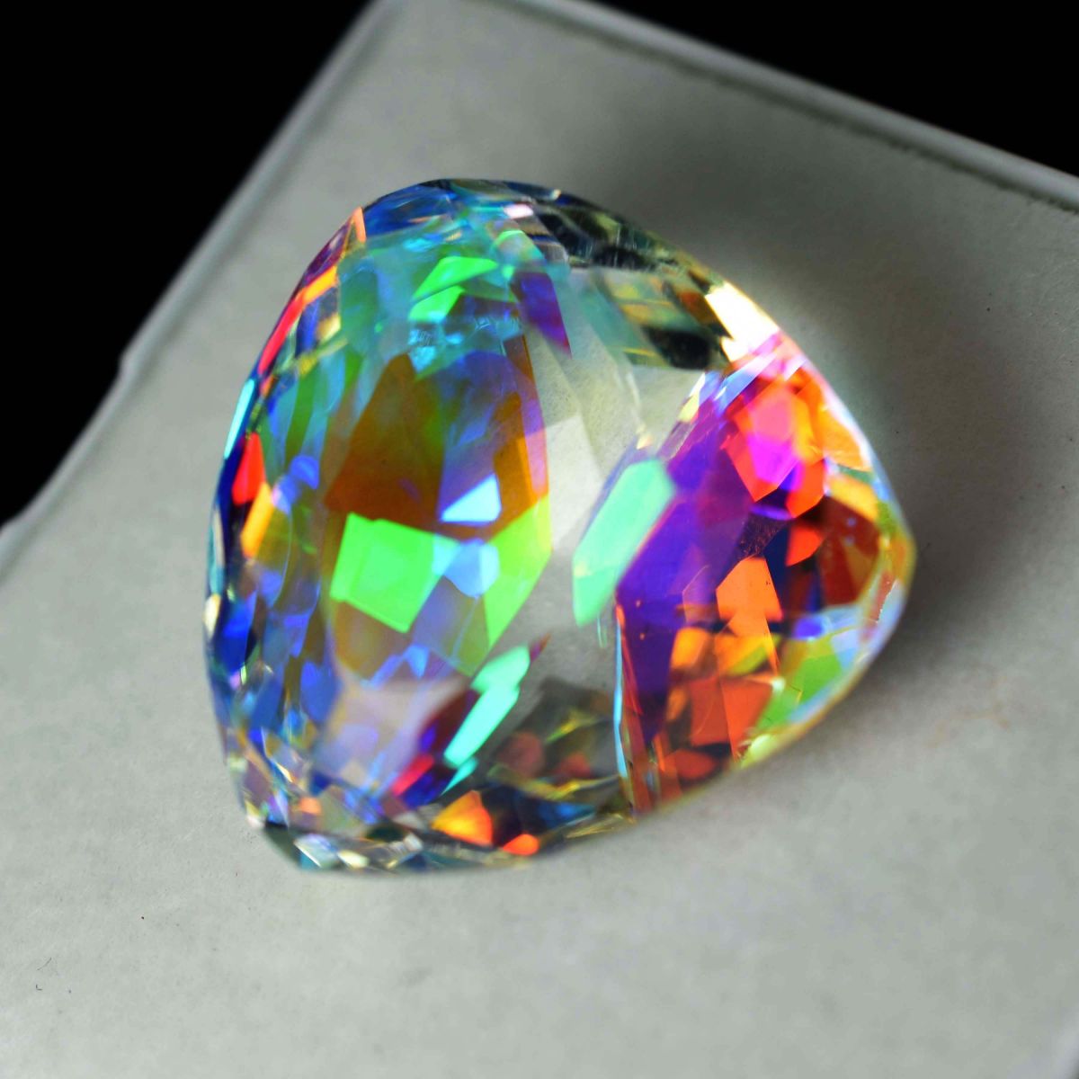 24.80 Ct Rainbow CERTIFIED Mystic Lab Created Topaz Trillion Cut Loose Gemstone