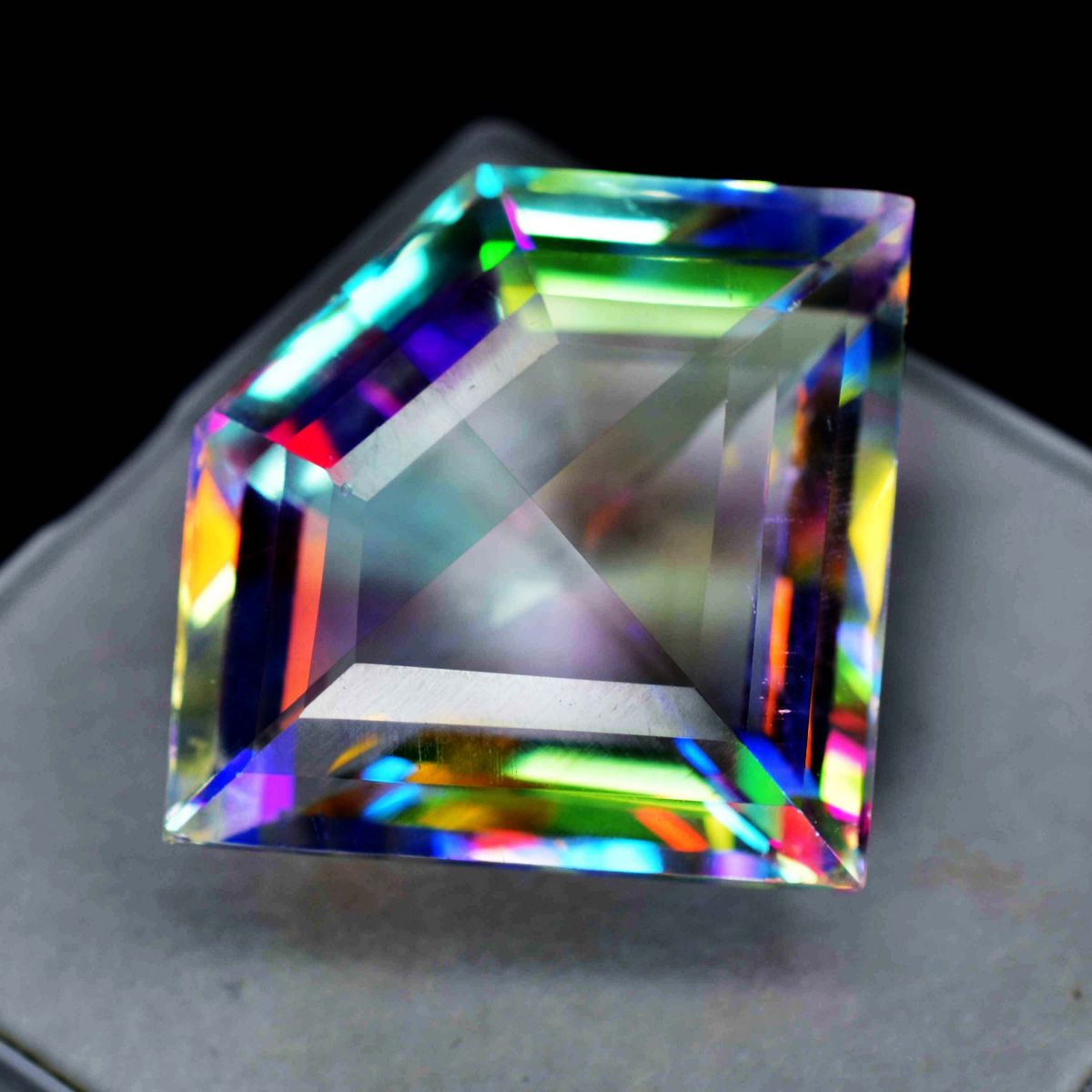 Rainbow Mystic Topaz CERTIFIED 60 Ct A++ Lab Created Fancy Cut Loose Gemstone