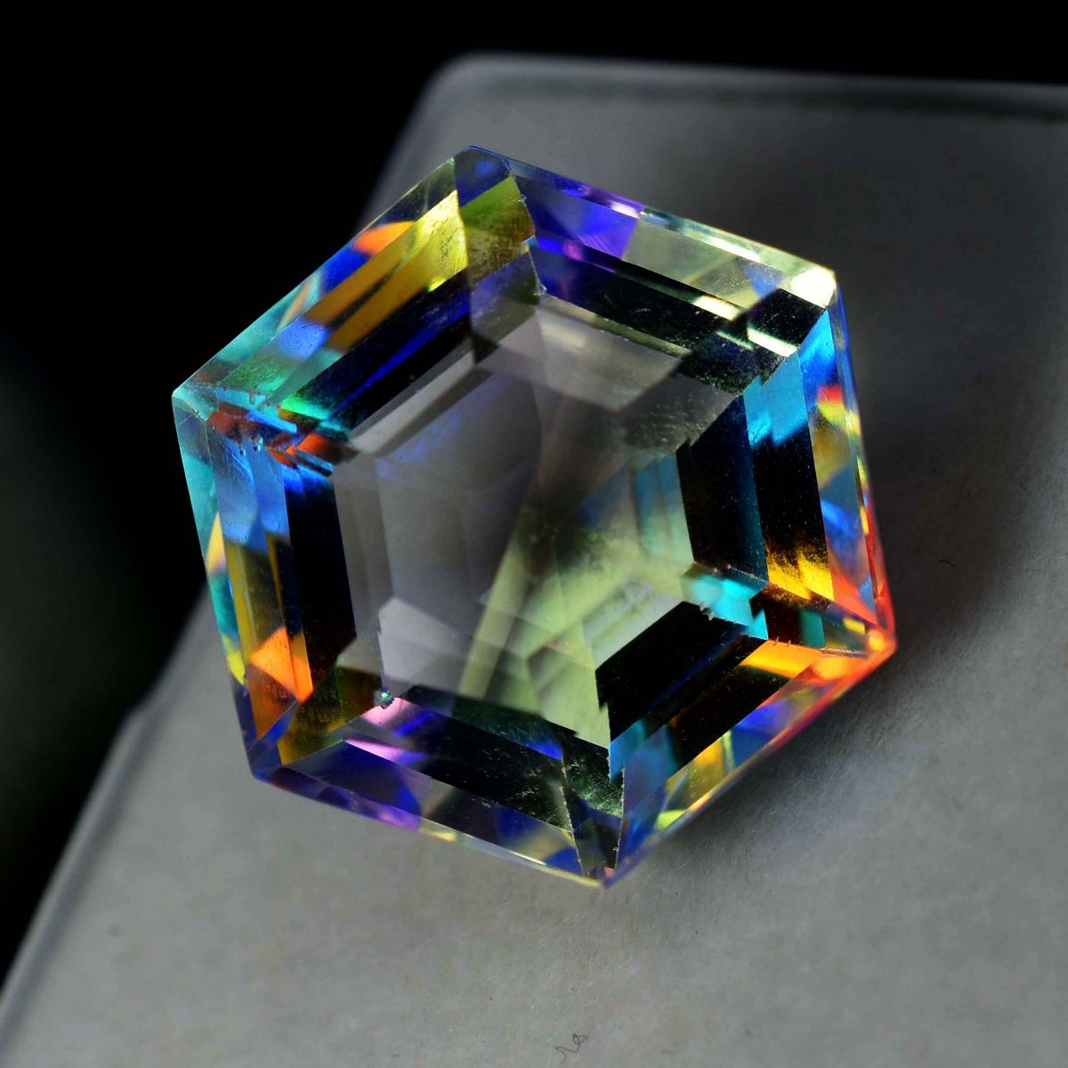 30 Ct A++ Lab Created CERTIFIED Rainbow Mystic Topaz Fancy Cut Loose Gemstone