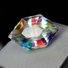 30 Ct Lab-Created Topaz Fancy Cut CERTIFIED Loose Gemstone Rainbow Mystic