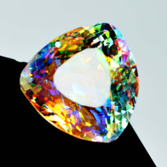 Rainbow Mystic Topaz Loose Gemstone Lab Created CERTIFIED Trillion Cut 46.55 Ct