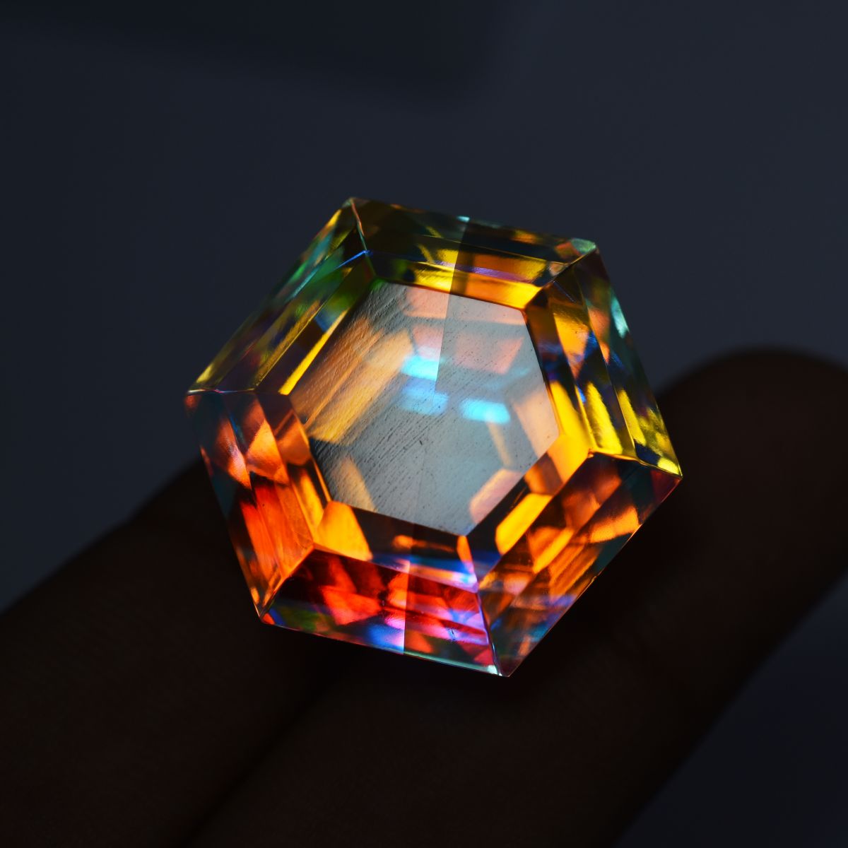 Fancy Cut Lab-Created Rainbow MYSTIC Topaz 68.90 Ct CERTIFIED Huge Size Gemstone