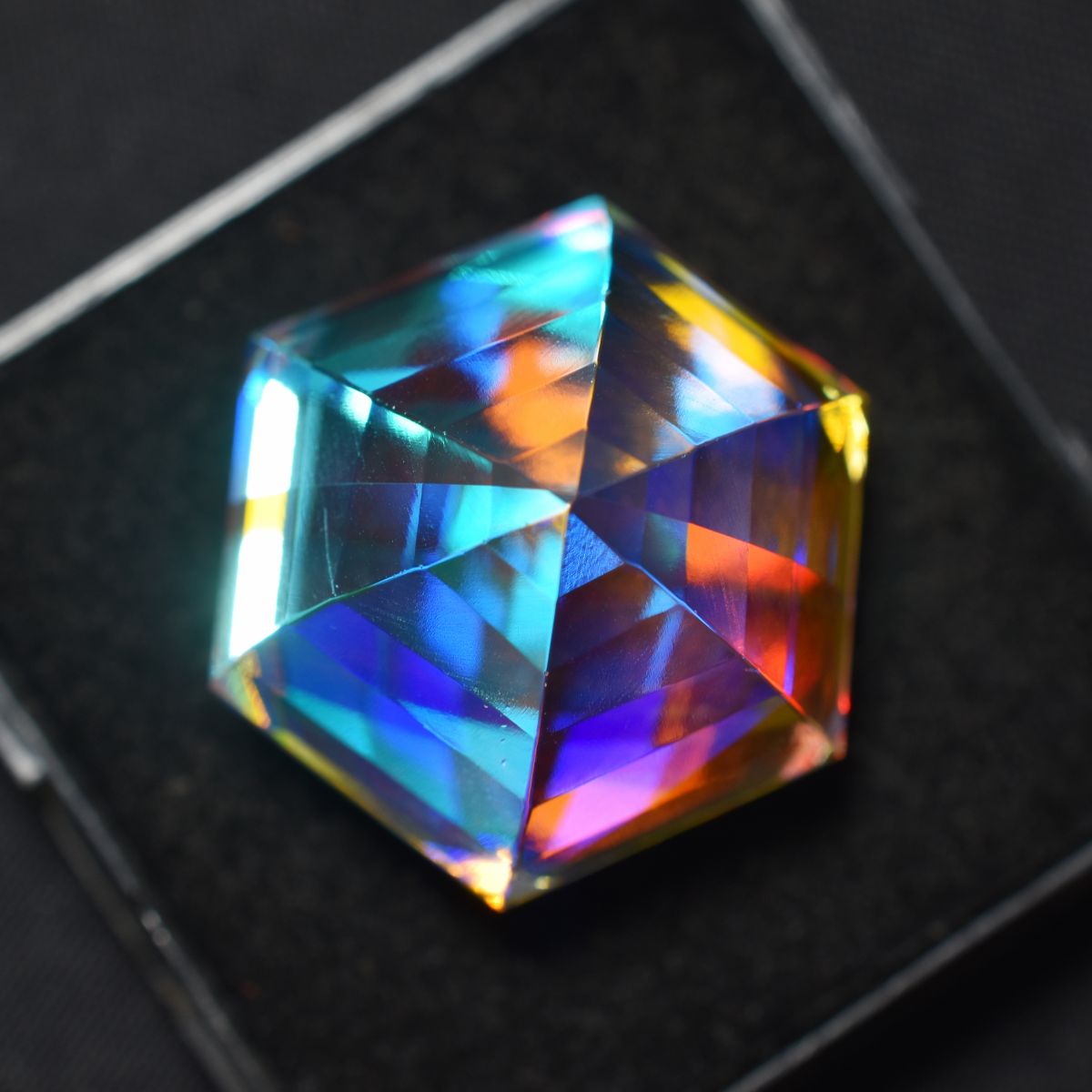 Fancy Cut Lab-Created Rainbow MYSTIC Topaz 68.90 Ct CERTIFIED Huge Size Gemstone