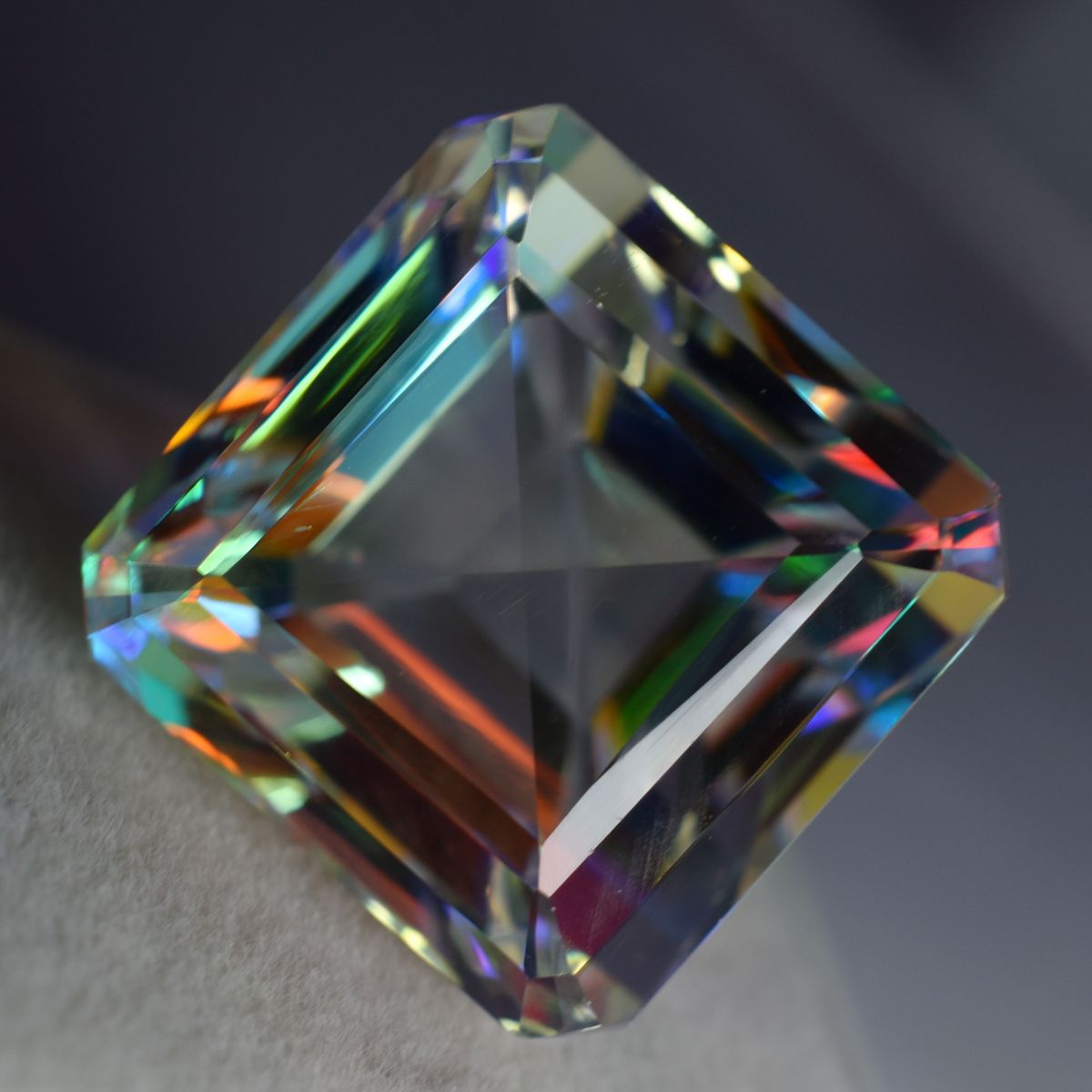 Lab-Created Rainbow MYSTIC Topaz 74 Ct Square Cut CERTIFIED Ring Size Gemstone