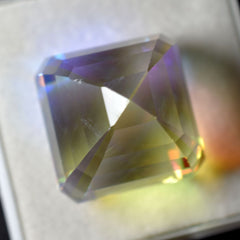 Lab-Created Rainbow MYSTIC Topaz 74 Ct Square Cut CERTIFIED Ring Size Gemstone