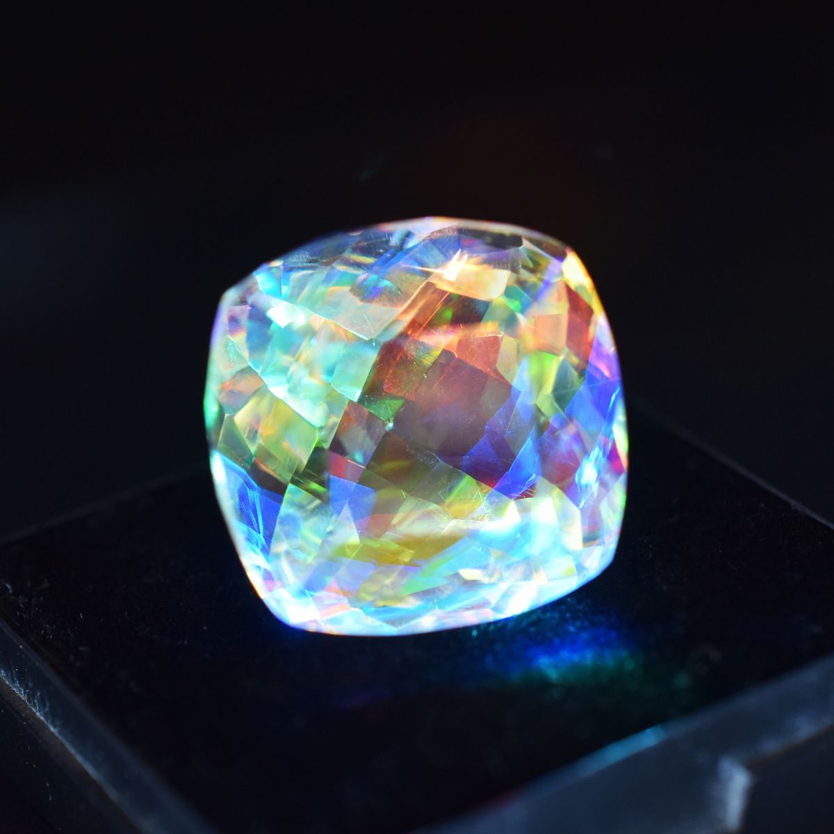 Rainbow Color Natural 62.45 Ct Mystic Quartz Loose Gemstone Square Cut CERTIFIED