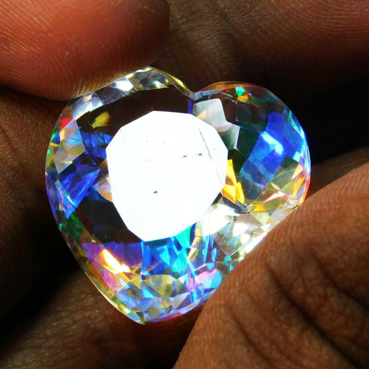 25.00 Ct Lab- Created Rainbow MYSTIC Topaz HEART Shape CERTIFIED Loose Gemstone