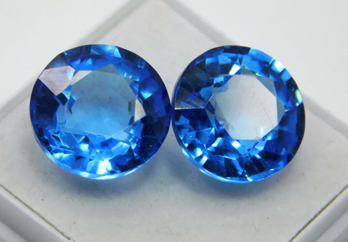 Round Cut Sapphire Natural Sapphire Blue 21.70 Ct Pair CERTIFIED Loose Gemstone