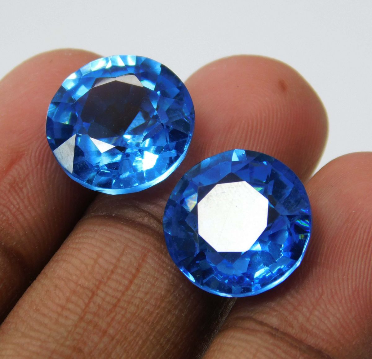 Round Cut Sapphire Natural Sapphire Blue 21.70 Ct Pair CERTIFIED Loose Gemstone