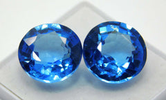 Round Cut Sapphire Natural Sapphire Blue 21.70 Ct Pair CERTIFIED Loose Gemstone