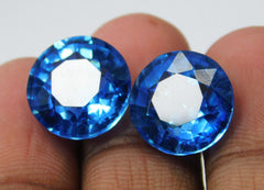 Round Cut Sapphire Natural Sapphire Blue 21.70 Ct Pair CERTIFIED Loose Gemstone