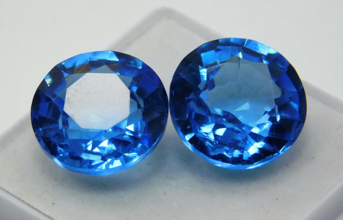 Round Cut Sapphire Natural Sapphire Blue 21.70 Ct Pair CERTIFIED Loose Gemstone