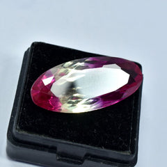 21.75 Ct Natural Bi-Color Topaz CERTIFIED Oval Cut Loose Gemstone