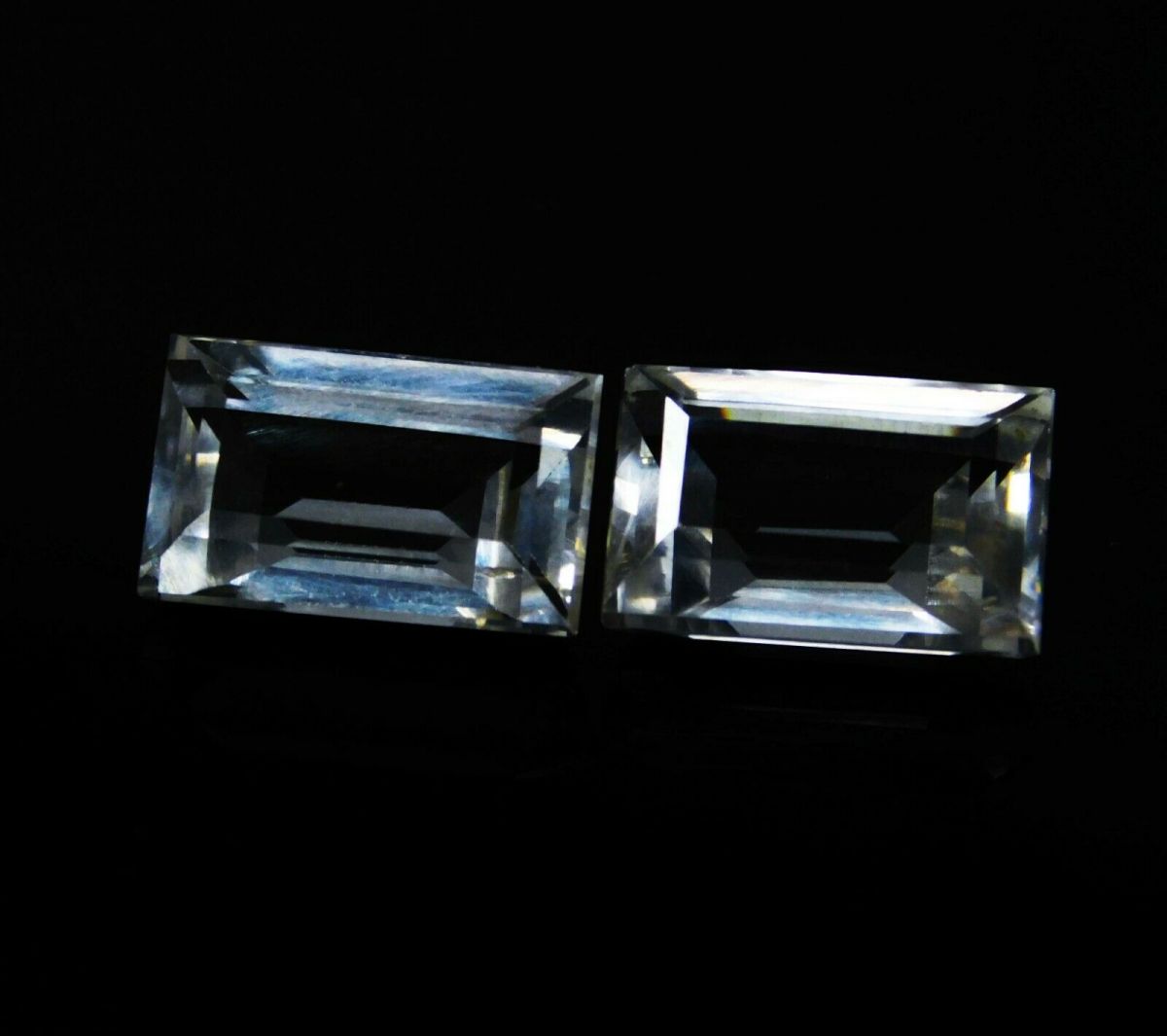 16.32 Ct Natural White Ceylon Sapphire CERTIFIED Emerald Cut Pair Loose Gemstone