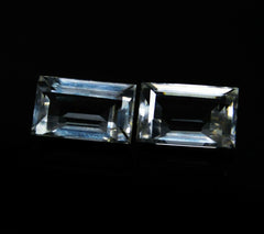 16.32 Ct Natural White Ceylon Sapphire CERTIFIED Emerald Cut Pair Loose Gemstone