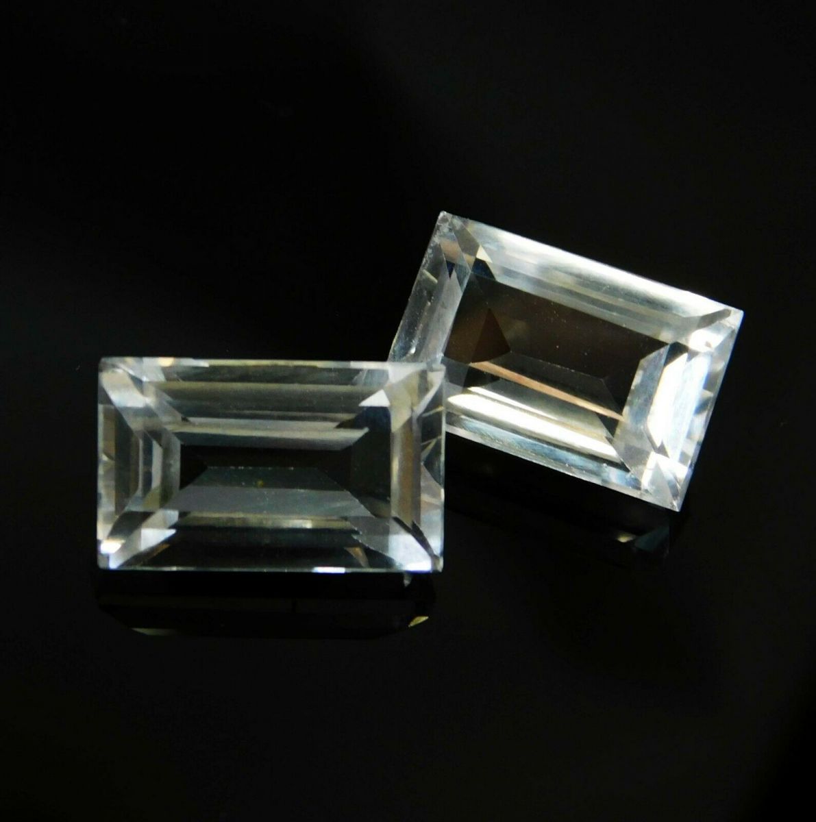 16.32 Ct Natural White Ceylon Sapphire CERTIFIED Emerald Cut Pair Loose Gemstone