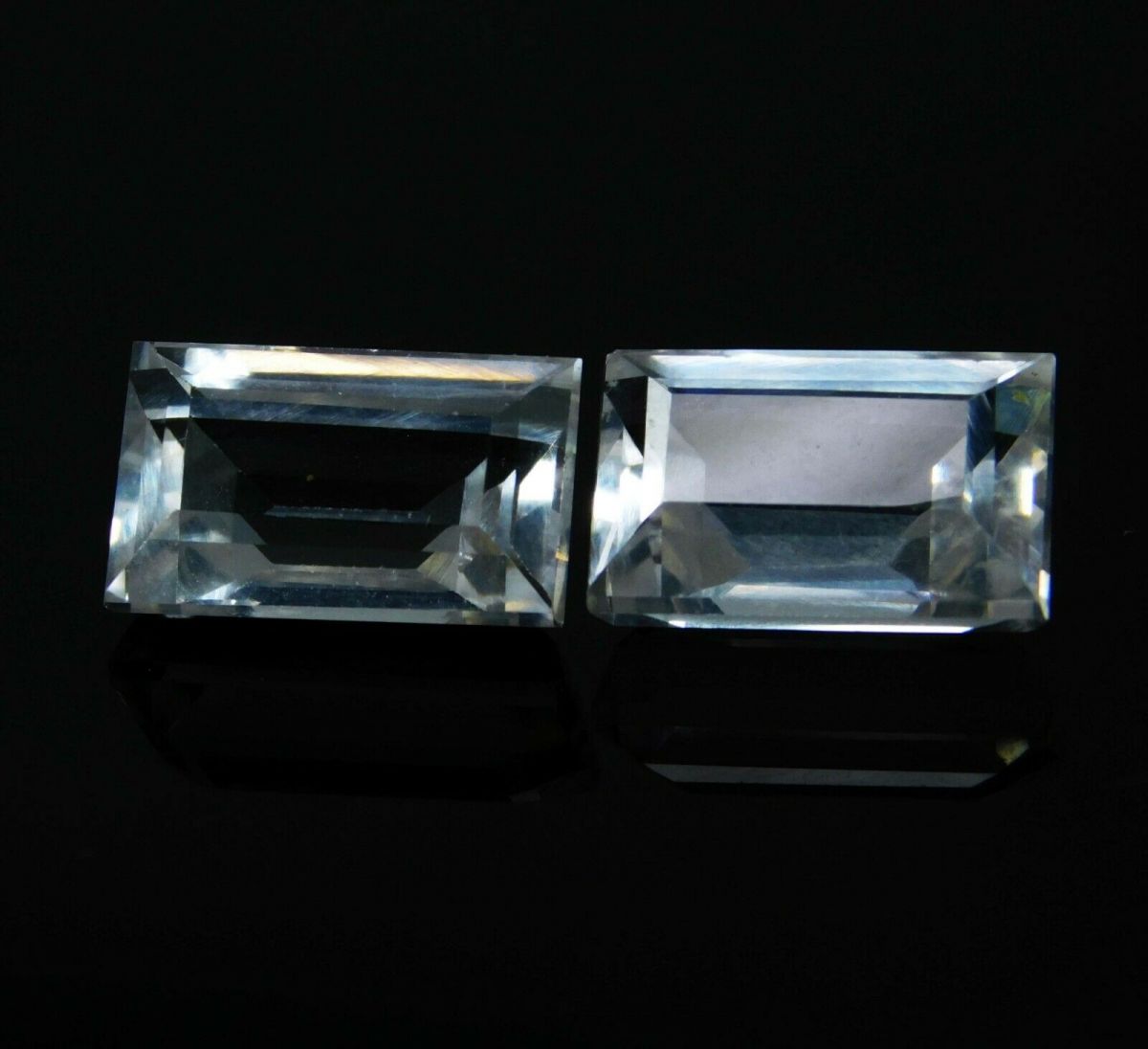 16.32 Ct Natural White Ceylon Sapphire CERTIFIED Emerald Cut Pair Loose Gemstone