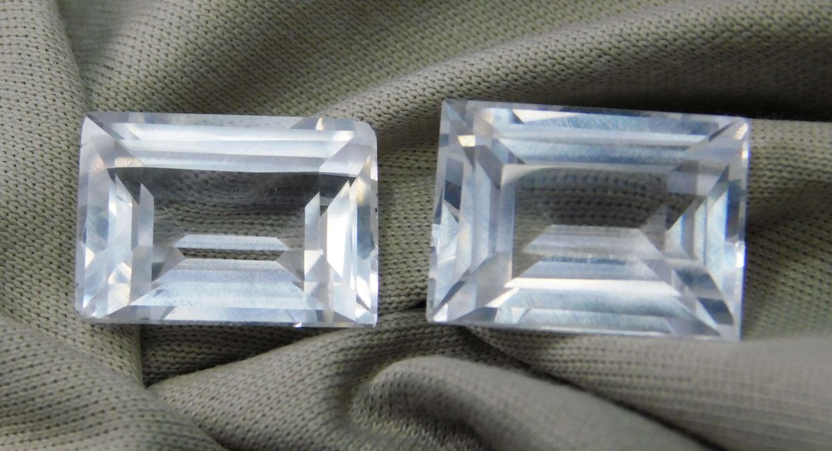 22.55 Ct Emerald Cut Natural White Sapphire CERTIFIED Loose Gemstones Pair