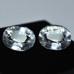 Natural White Ceylon Sapphire 16.12 Ct CERTIFIED Oval Shape Loose Gemstone Pair