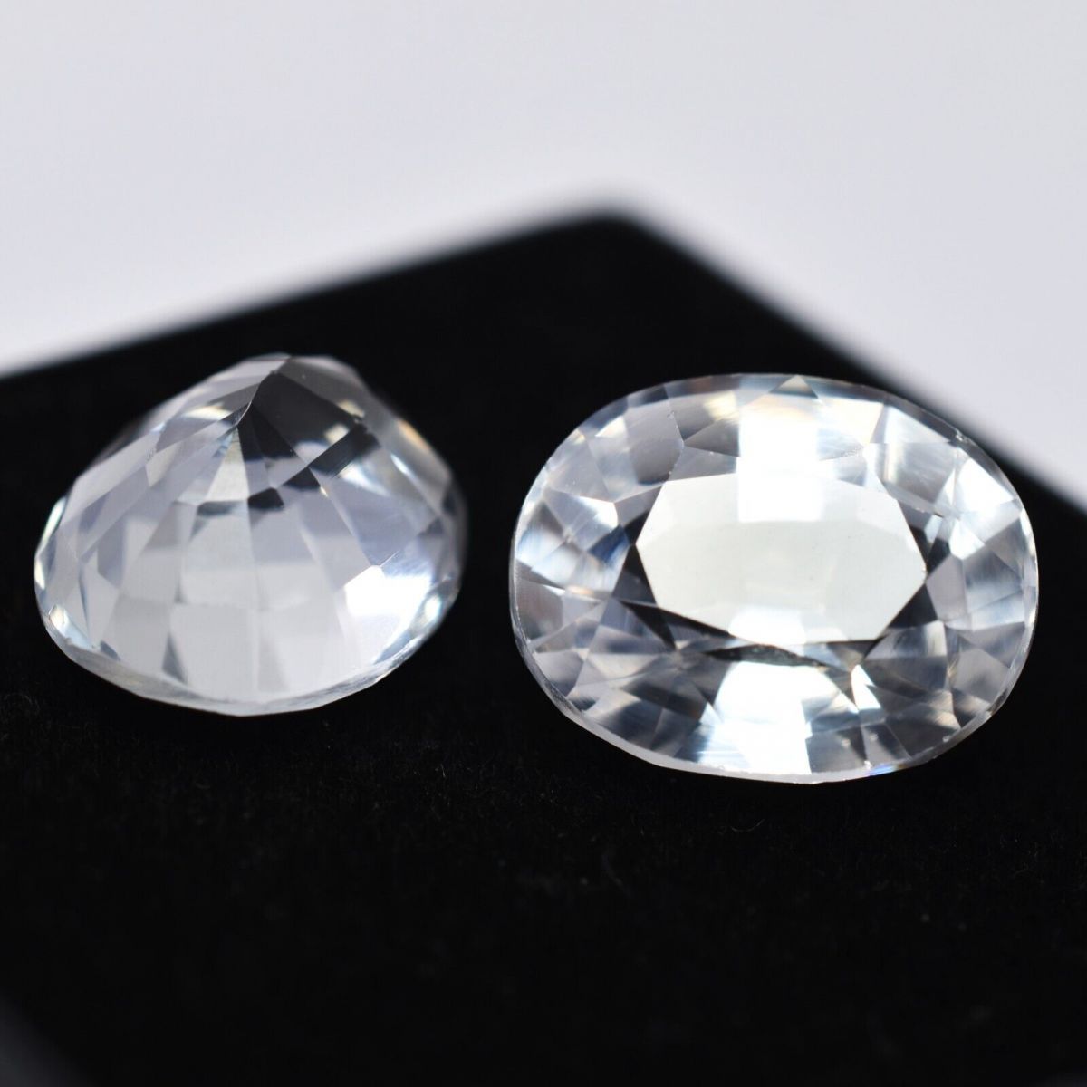 Natural White Ceylon Sapphire 16.12 Ct CERTIFIED Oval Shape Loose Gemstone Pair