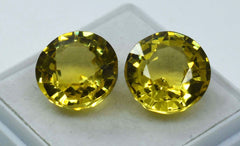 Yellow Sapphire Round Shape Natural 20.00 Ct CERTIFIED Loose Gemstone Pair