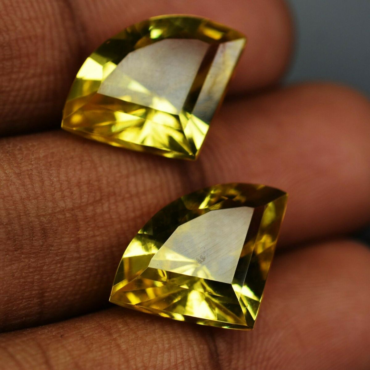 Natural Yellow Sapphire CERTIFIED 20 Ct Color Fancy Cut Pair Loose Gemstone
