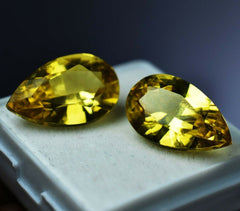 20.60 Ct Natural Sapphire Yellow Pear Cut Pair CERTIFIED Loose Gemstone