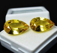 20.60 Ct Natural Sapphire Yellow Pear Cut Pair CERTIFIED Loose Gemstone