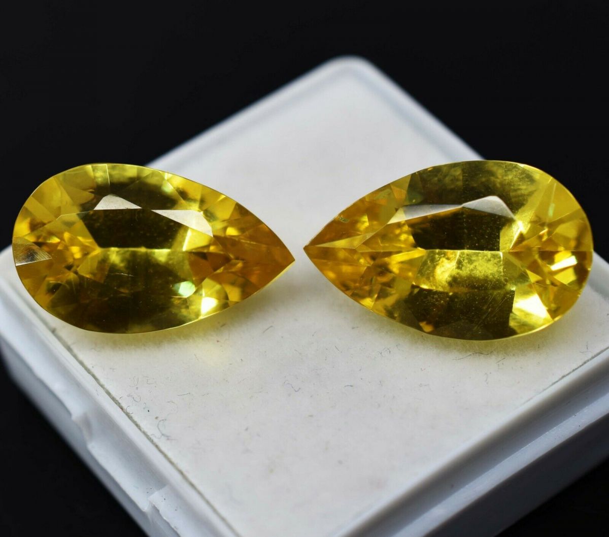 20.60 Ct Natural Sapphire Yellow Pear Cut Pair CERTIFIED Loose Gemstone