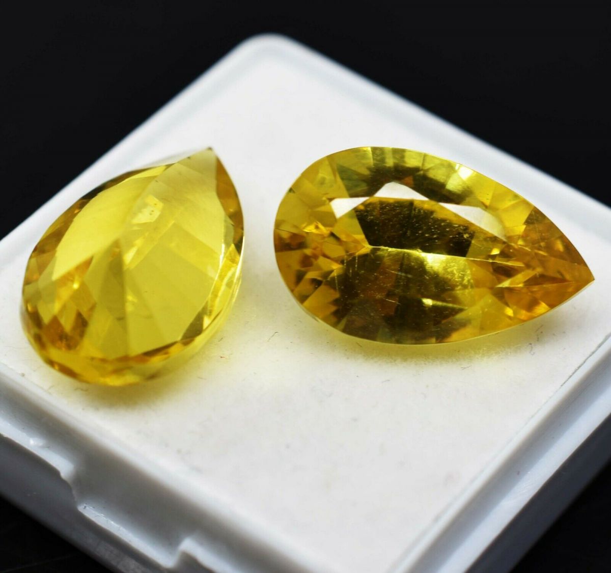 20.60 Ct Natural Sapphire Yellow Pear Cut Pair CERTIFIED Loose Gemstone