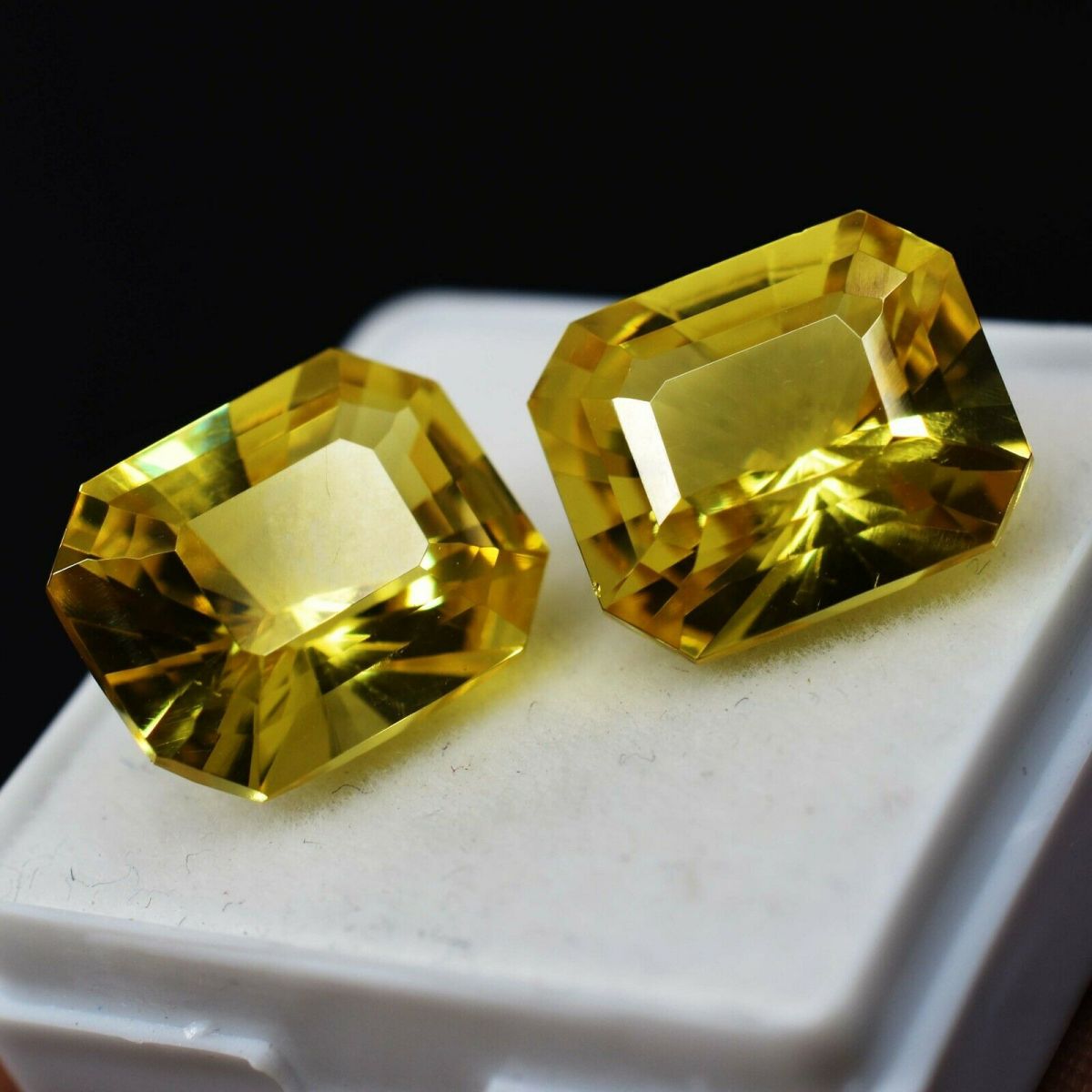 Natural Sapphire 20.85 Ct Yellow Emerald Cut Pair CERTIFIED Loose Gemstone