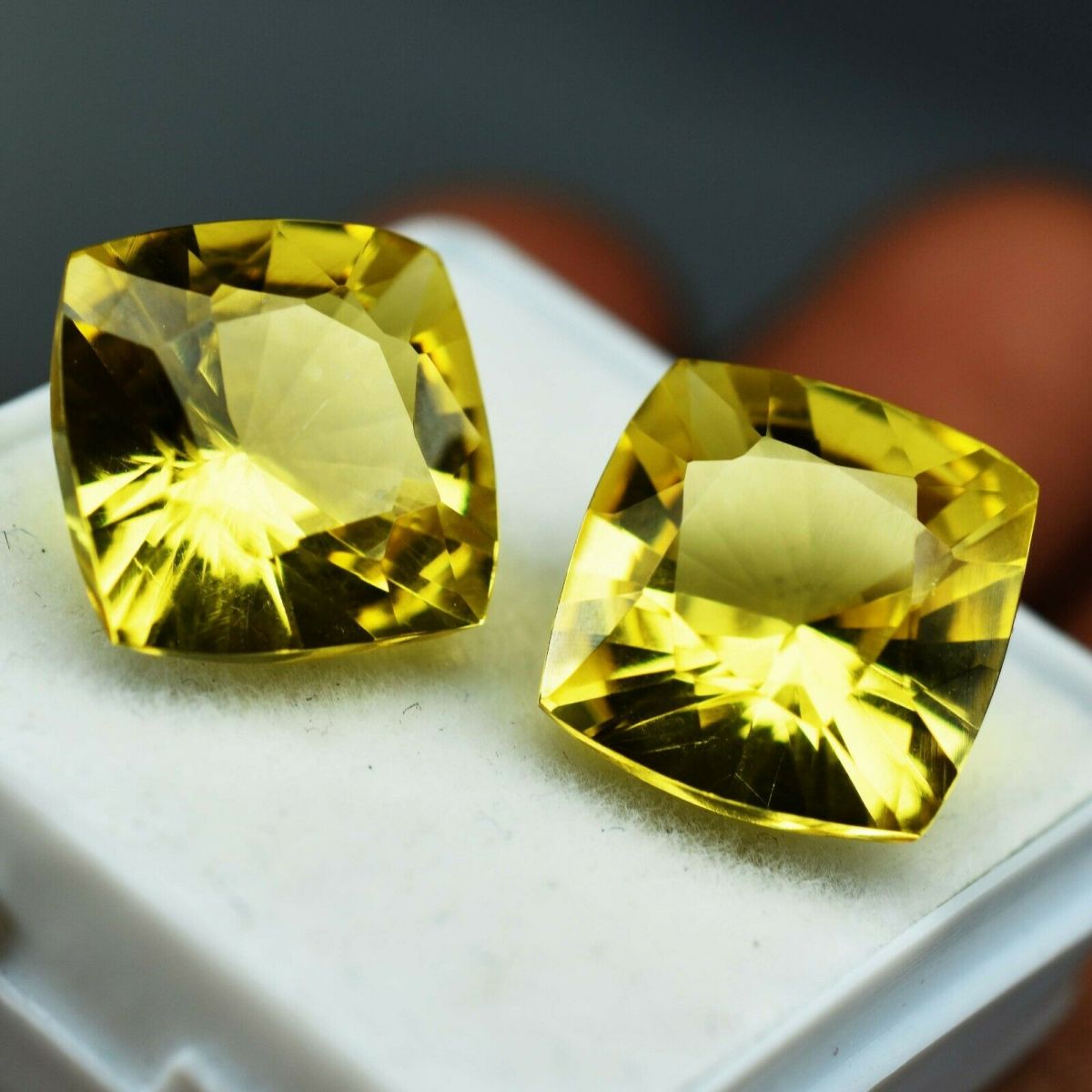 20 Ct Natural Sapphire CERTIFIED Loose Gemstone Yellow Square Cushion Cut Pair