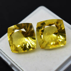 20 Ct Natural Sapphire CERTIFIED Loose Gemstone Yellow Square Cushion Cut Pair