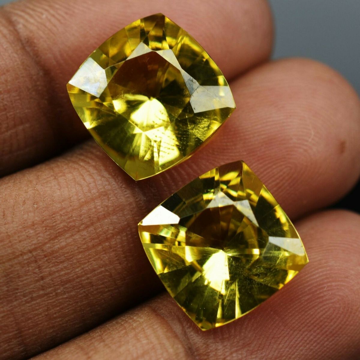 20 Ct Natural Sapphire CERTIFIED Loose Gemstone Yellow Square Cushion Cut Pair