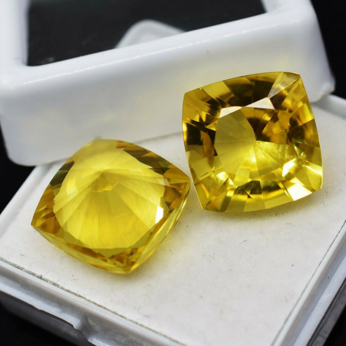 20 Ct Natural Sapphire CERTIFIED Loose Gemstone Yellow Square Cushion Cut Pair