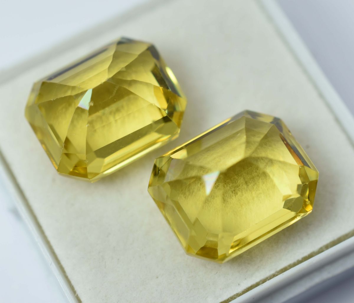 16.23 Ct Pair Natural Yellow Sapphire Emerald Cut CERTIFIED Loose Gemstone