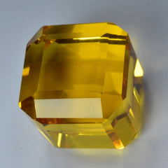 Cube Cut Lab-Created YELLOW Sapphire 51.84 Ct Loose Gemstone CERTIFIED Huge Size